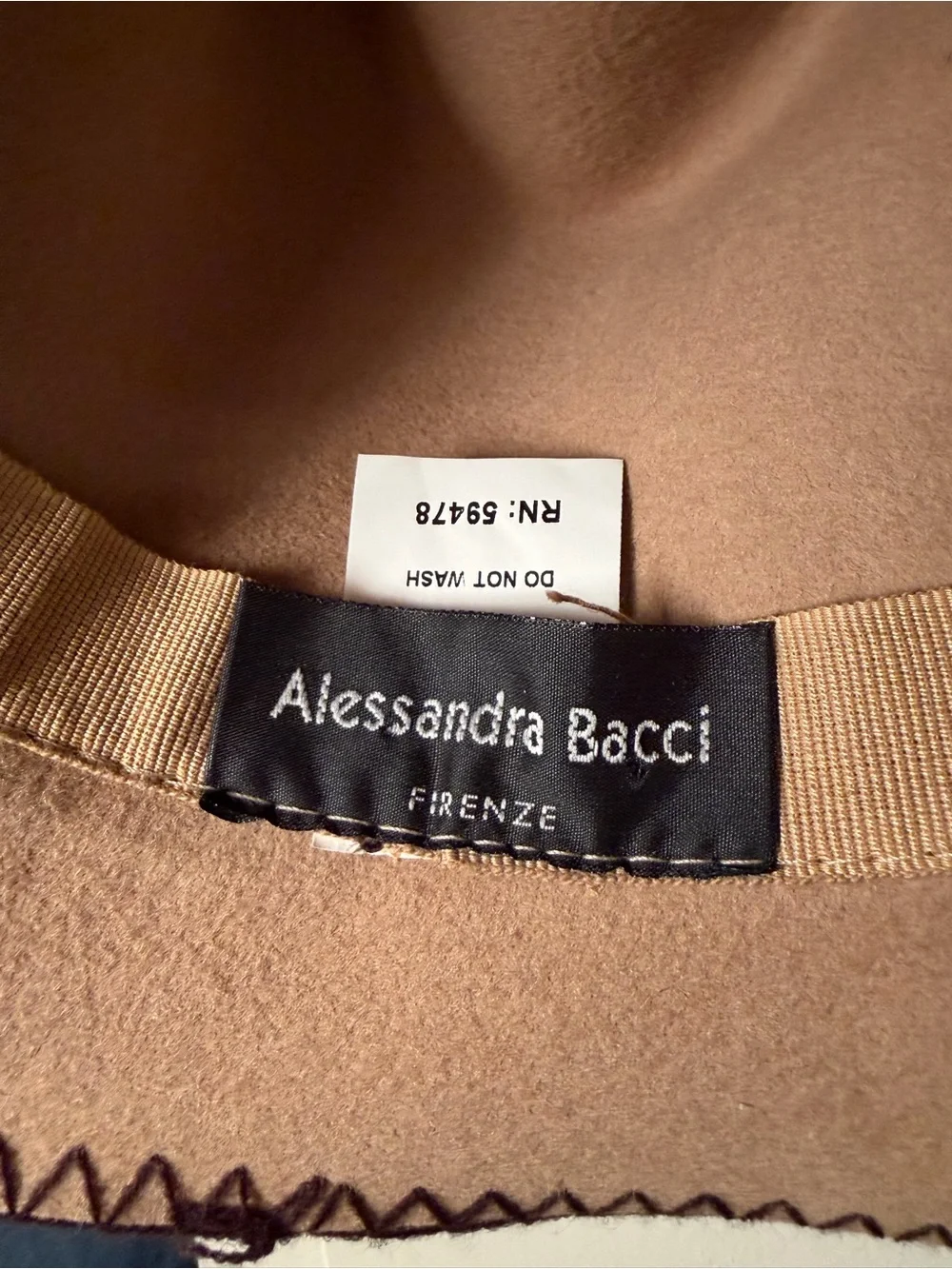 Alessandra Bacci Firenze Camel Hat w/ Dark Brown Band
